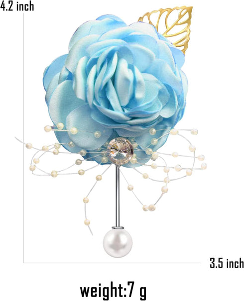 Rose Flower Wedding Brooches Cloth Art Floral Leaf Suit Shirt Lapel Brooch Pin Fashion Jewelry Boutonniere for Men Women Gold Plated...