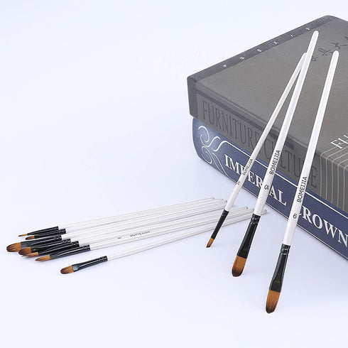 Filbert Paint Brushes Set, 12 PCS Artist Brush for Acrylic Oil Watercolor Gouache Artist Professional Painting Kits with Synthetic Nylon Tips Whit...