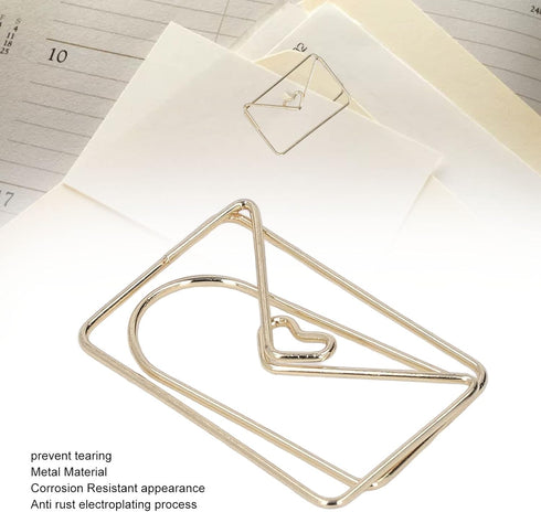 100pcs Golden Cute Small Paperclips, Crown Envelope Shape Paperclips Small Paper Clips for Office School Wedding Party Invitation Valentine Decora...