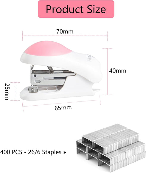 NEBURORA Mini Effortless Desktop Staplers with 400 Standard 26/6 Staples, 2-24 Sheet Capacity, Includes Built-in Staple Remover, Cute Stapler Gift...