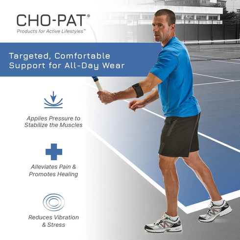 Cho-Pat Tennis Elbow Support Strap, Adjustable Compression Forearm Support for Tennis Elbow Treatment, Overuse Syndromes, and Muscle Strains, Larg...