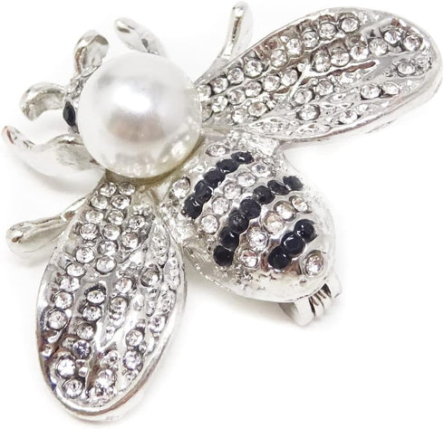 Honbay Fashion Vintage Gold Tone Honey Bee Brooch with Rhinestones and Pearl...