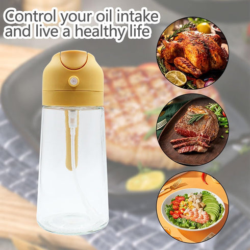 Oil Dispenser for kitchen, 2 In 1 Oil Dispenser & Oil Sprayers, 470ml/ 16oz Olive Oil Dispenser Bottle, Food-grade Oil Mister for Air Fryer, Bakin...