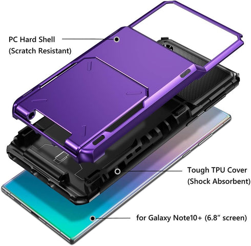 Vofolen Case for Galaxy Note 10+ 10 Plus Case Wallet 4-Slot Pocket ID Card Holder Scratch Resistant Dual Layer Protective Bumper Rubber Armor Hard...