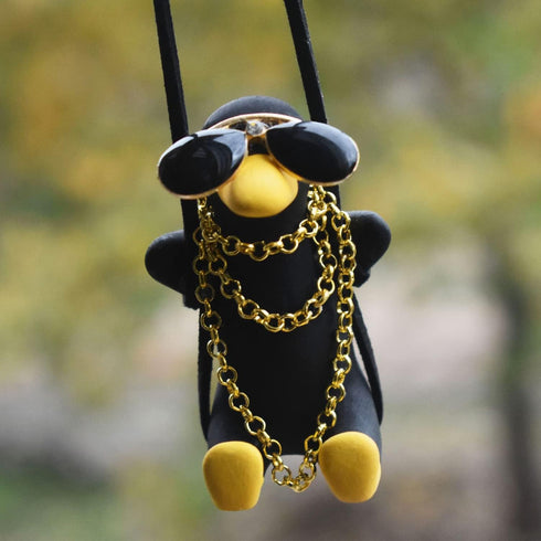 Swinging Duck Car Hanging Ornament, Cute Car Hanging Accessories for Rear View Mirror, Car Pendant Black Swinging Sunglasses Duck Hanging Swing...