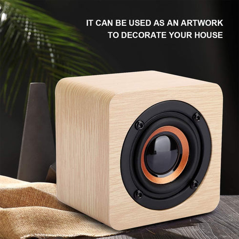 Retro Wireless Bluetooth Speaker, Yellow Wooden USB-Powered Portable Speaker with HD Sound and Rich Bass for Computer PC...