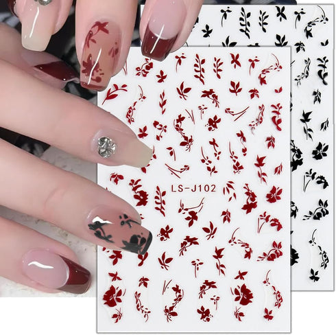 3D Nail Stickers Plant Leaf Nail Art Stickers for Nail Designs Retro Botanical Leaves Flower Nail Decals for Nail Art Supplies Foliage Nail Sticke...