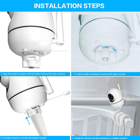 Baby Monitor Mount for HelloBaby HB65/HB66/HB248, ANMEATE SM935E Video Baby Monitor, Flexible Baby Camera Monitor Holder Without Tools for Crib or...
