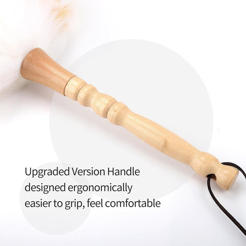 Lambswool Duster,with Solid Wooden Handle,Leather Hang Strap,Flexible Head, Comfortable Grips 19.6 inchs Long Natural Feathers Duster for Cleaning...