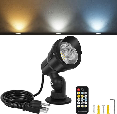 Spotlight Outdoor 6W 2700K to 6500K Adjustable via Remote Landscape Lighting Outdoor Indoor for House Flag Yard Tree Garden, Plug in Outdoor Light...