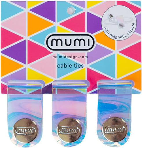 MUMI Holographic Cord Organizer - Stylish Cable Ties and Cord Wraps for Cable Management - Set of 3 Durable 3.1 x 0.78-inch Straps...
