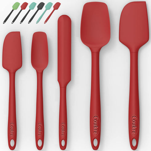 Silicone Spatula Set of 5,High Temperature Resistant, Food Grade Silicone, Dishwasher Safe, for Baking, Cooking (Pure Red)...