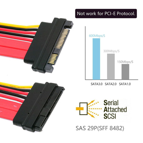 chenyang SFF-8482 Extension Cable SAS 29Pin SFF-8482 Male to SFF-8482 Female Hard Disk Drive Extension Cable 0.5m...