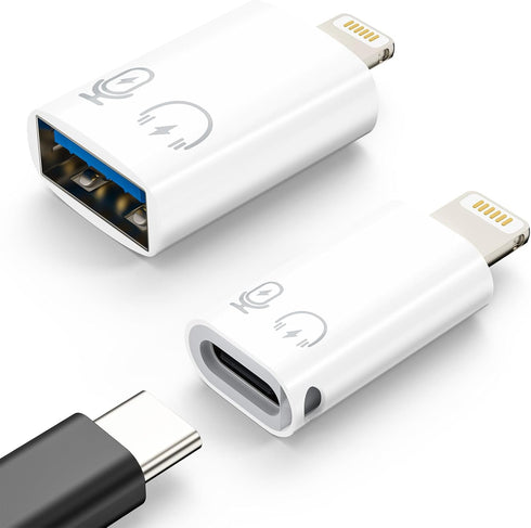 MoKo USB C Female to Lightning Male Adapter, Lightning Male to USB-A Female OTG Adapter Connector for iPhone 14/13/12/11 Pro Max/iPad/iPod/AirPods...