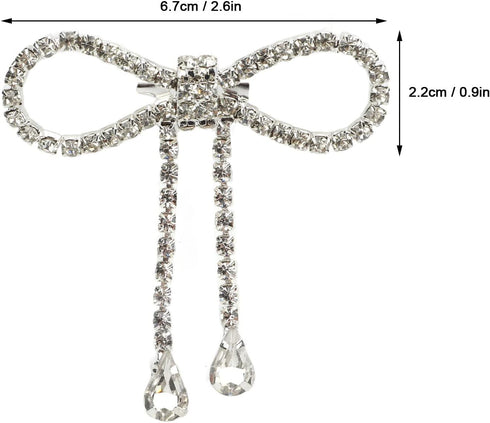 2PCS Rhinestone Bowknot Brooch Shiny Crystal Bow Pin Tassel for Women Weddings Celebration Parties Decoration Shoes, Luggage Accessories...