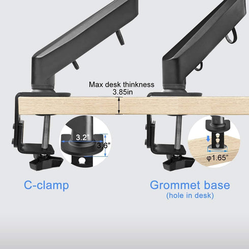 Suptek Monitor Mount Gas Spring Monitor Arm Desk Mount Monitor Stand Fully Adjustable Fits 17 20 22 23 24 26 27 inch Monitors Weight Capacity up t...