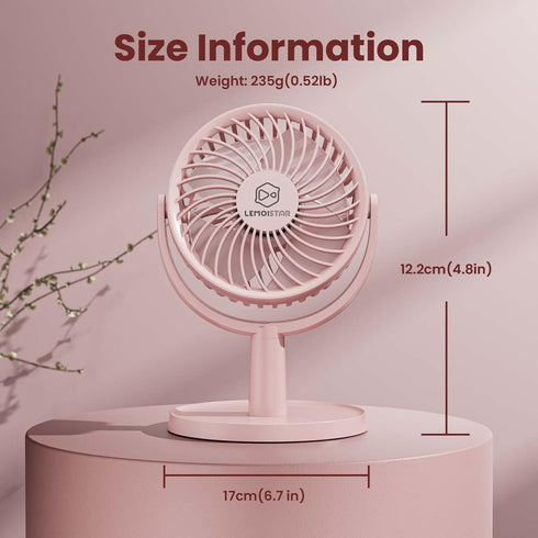 Shinebella 4 Speeds Small Desk Fan with Strong Airflow, Personal Portable Mini USB Fan, Quiet, 310 Degree Rotation, Detachable, Easy to Clean, Lig...