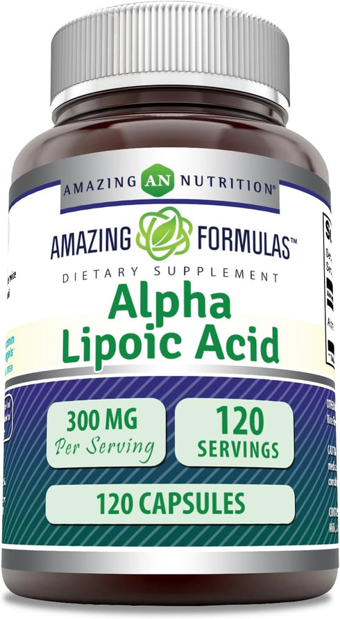 Amazing Formulas Alpha Lipoic Acid 300 Mg Capsules Supplement | Non-GMO | Gluten Free | Made in USA (120)...
