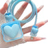 Waves Blue Heart Shape DIY 18W 20W Data Cable USB Charger Protector Line Earphone Wire Saver Charger Protector Compatible with iPhone XR/7/8/11/12...