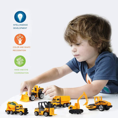 Small Construction Trucks , Kids Construction Vehicles Toy, Friction Powered Kids Dumper Truck, Bulldozers,Forklift,Tank Truck, Asphalt Car, Excav...