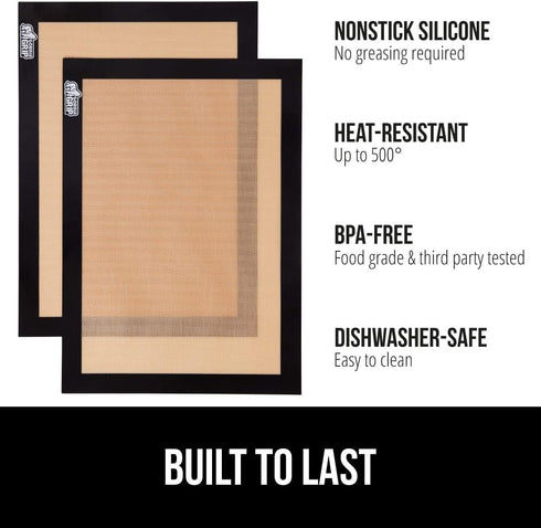 Gorilla Grip BPA-Free Reusable Silicone Baking Mat, 2/3 Sheet, Nonstick Liner for Oven Cookie Sheets, Heat Resistant, No Oil Greasing Needed, Easy...