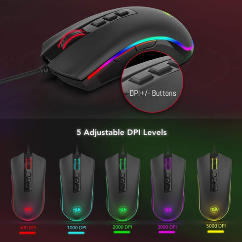 Redragon M711 Cobra RGB Optical Gaming Mouse Black...