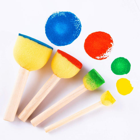 48 Pieces Round Sponges Brush Set, Round Sponge Brushes for Painting, Wooden Handle Foam Brush Sponge Painting Tools for Kids Painting Crafts...