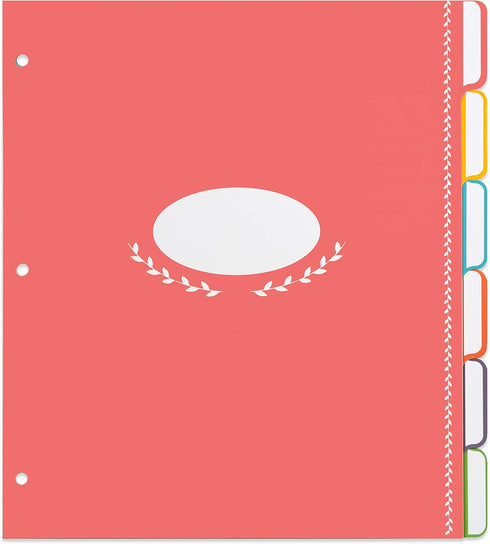 Jot & Mark Recipe Binder Tab Dividers with Blank Labels | 6 Customizable Organizer Dividers for 8.5" x 11" 3-Ring Binders (Rainbow)...