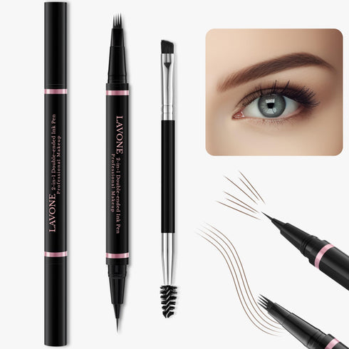 Eyebrow Pencil Makeup Kit, with Waterproof 2-IN-1 Microblading Eyebrow Pen, Eyebrow Pomade, Eyeliner and Dual-ended Eyebrow Brush, Brow Pencil Kit...