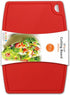 Thick Silicone Cutting Board 12.6'' x 9.1'' Juice Grooves Easy Grip Handle Dishwasher Safe-Red...