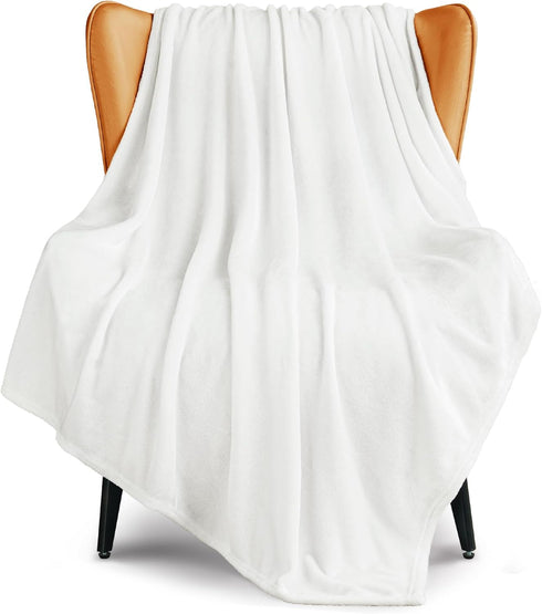 Exclusivo Mezcla Fleece Throw Blanket for Couch, Sofa, 300GSM Super Soft and Warm Blankets, Pure White Throw All Season Use, Cozy, Plush, Lightwei...