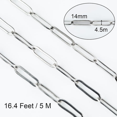 Jabogrii 16.4 Feet Silver Stainless Steel Chain for Jewelry Making Paperclip Oval Women Necklace Bracelet DIY Craft Jewelry Making Chains...