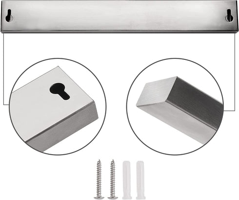 10 Inch Magnetic Knife Strip No Drilling - Upgraded Stainless Steel Magnetic Knife Holder for Wall with 3M Type, Magnet Knife Strip Bar Rack for K...