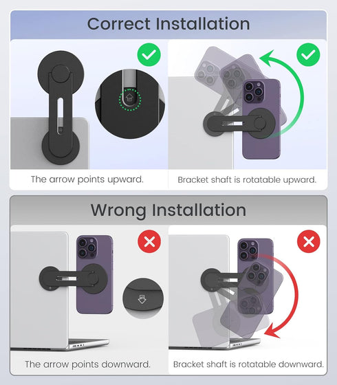 MoKo Magnetic Laptop Phone Holder, Adjustable Continuity Camera Mount for Monitor's Top and Side, Slim Computer Expansion Bracket Stand for Tesla,...