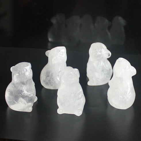 Hand Carved Mixed Gemstone Crystal Mouse Rat mice Figurine Animal Carving Statue Office Home Decor 1.5'' (White Quartz)...