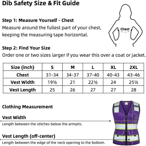 Vest for Women with Pockets, Mesh Reflective Vest High Visibility, ANSI Class 2 Made with 3M Reflective Tape, Purple XL...