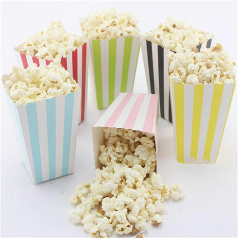 24pcs Mini Paper Popcorn Boxes Candy Container for Party Favor Supplies (Pink-Striped)...