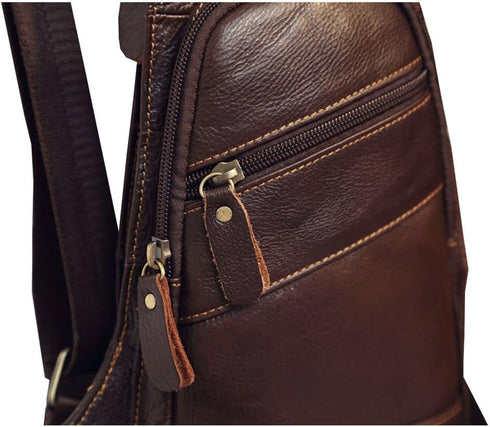 Hebetag Leather Sling Bag Crossbody Backpack for Men Women Travel Outdoor Camping...
