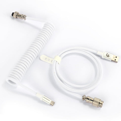 C01Pro Coiled USB C Cable for Gaming Keyboard,Nylon Braided Mechanical Keyboard Cable with Detachable Metal Aviator,Double-Sleeved,Pro Custom Type...