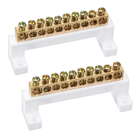 uxcell Terminal Block Connector Bar 10 Positions Single Row High Bridge Design Electric Barrier Bar 2 Pcs...
