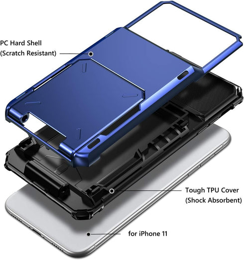 Vofolen Case for iPhone 11 Case Wallet 4-Card Holder ID Slot Flip Door Hidden Pocket Anti-Scratch Dual Layer Hybrid TPU Bumper Armor Protective Ha...