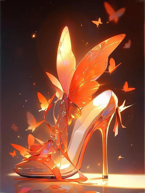 IPISSOI Diamond Painting Kits for Adults Orange Glass High-Heel Shoes 5D Diamond Art Easy for Beginner Round Full Drill Gems Cross Stitch Craft Ho...