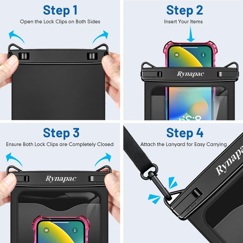 Waterproof Phone Pouch - 10in Waterproof Phone Case with Lanyard, IPX8 Cell Phone Dry Bag Beach Essentials for iPhone 15/15 Plus/15 Pro/15 Pro Max...