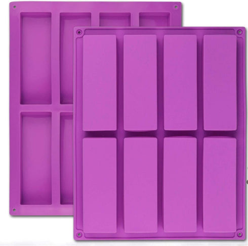 Large Rectangle Silicone Mold 2 PCS 8-Cavity Granola Bar Nutrition Cereal Bar Moulds Baking Pan for Energy Bar Chocolate Truffles Muffin Brownie C...