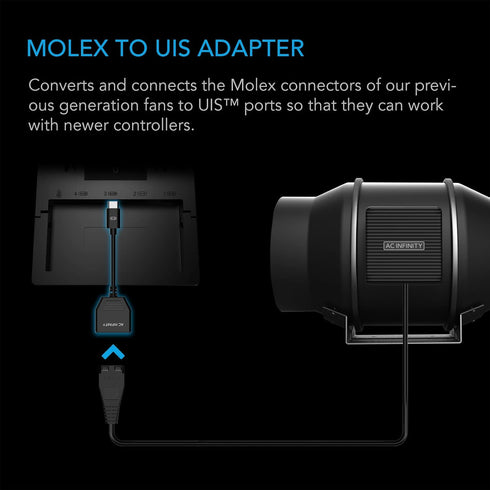 AC Infinity Molex to UIS Port Adapter Dongle, Conversion Cable Cord, Works with CLOUDLINE, AIRLIFT, and CLOUDWAY EC-Motor Fans...