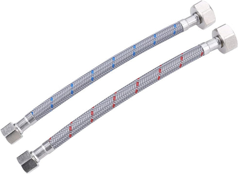 Faucet Supply Lines, ARCORA 9" Length Bathroom Kitchen Faucet Connector Braided Nylon Water Supply Line 3/8" Comp x 1/2" Comp 2Pcs (1 Pair)...