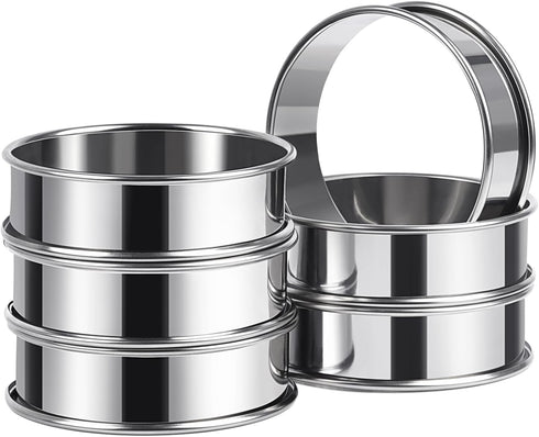 3.15inch English Muffin Rings, 6pcs Double Rolled Stainless Steel Rings Molds for Cooking English Muffin...
