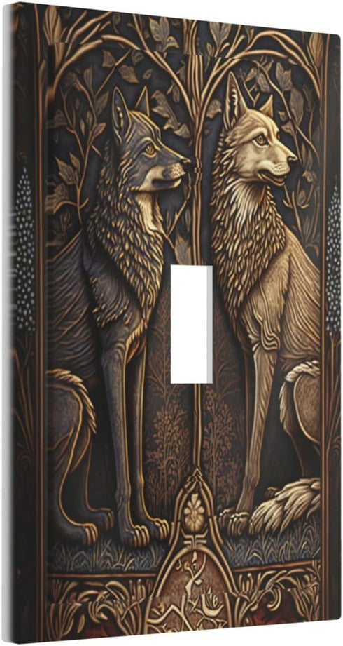 Medieval Of Two Wolves 1 Gang Single Toggle Light Switch Covers Decorative Wall Plate Switchplate Electrical Faceplate for Bedroom Bathroom Kitche...