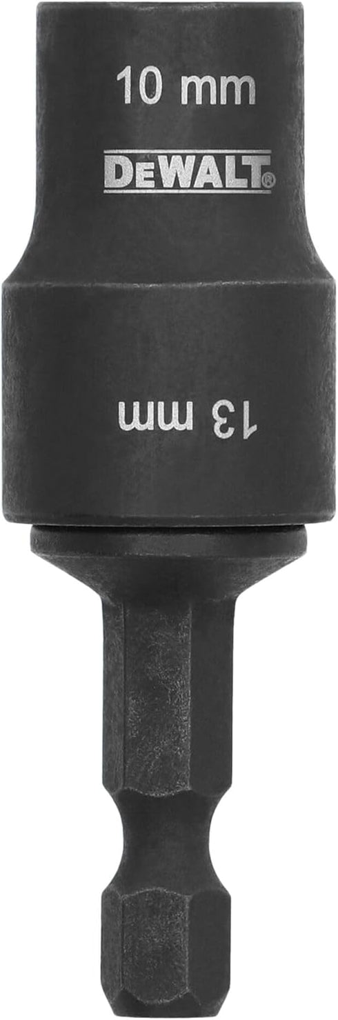 DEWALT FLEXTORQ Socket and Short Extension, 2 in 1, 10mm & 13mm, Double-Ended Nut Driver (DWADEND1013MM)...