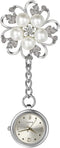 Lancardo Women's Nurse Watch Fashion Pearl Flower Pattern Pin-on Brooch Hanging Lapel Watch for Nurses Doctors Badge Stethoscope Quartz Fob Watch ...
